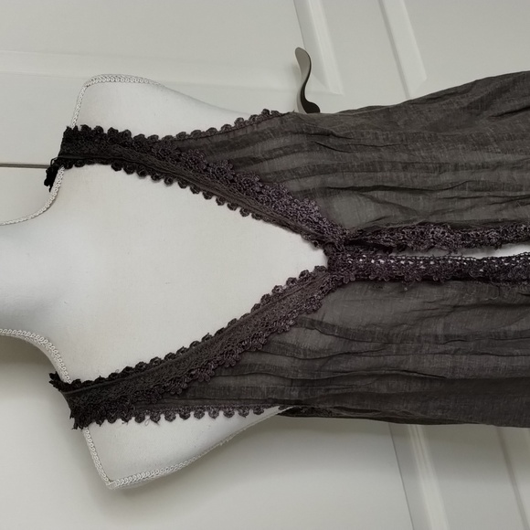 Blue bird sheer vest size large gray lightweight with lace detail women's - Picture 2 of 8